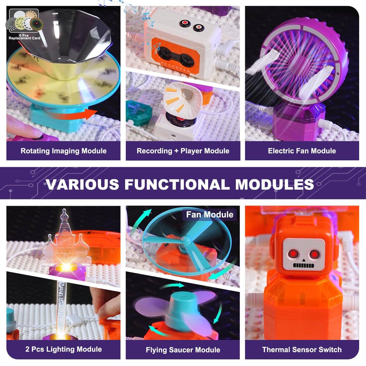 VATOS Science Circuit for Kids Ages 6-12, 68PCS Electronics Building Kit with 450+ STEM Projects, Rotational Imaging, Sound Recording & Playback, Dual Power STEM Educational Toys for Boys Girls