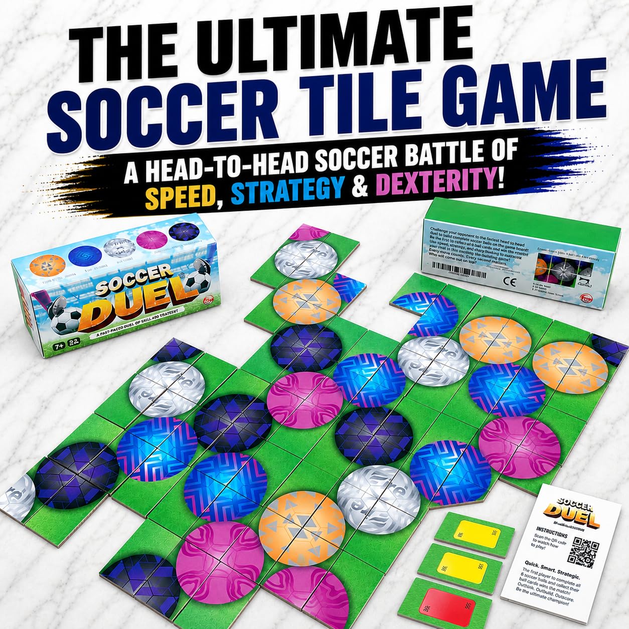 Soccer Duel Tile Game – Fast-Paced Real-Time 1v1 Soccer Strategy Game | Head-to-Head Family Game for Kids, Teens & Adults | Screen-Free Travel Game