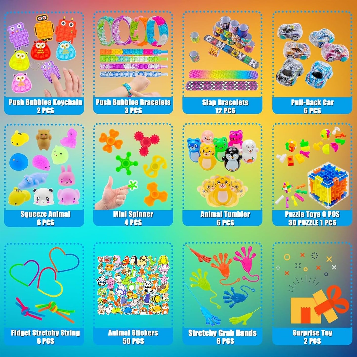 110 PCS Party Favors for Kids 4-8-12, Goodie Bags Stuffers, Treasure Box Toys for Classroom, Pinata Fillers, Prize Box Toys, Birthday Return Gifts, Treasure Chest Carnival Prizes