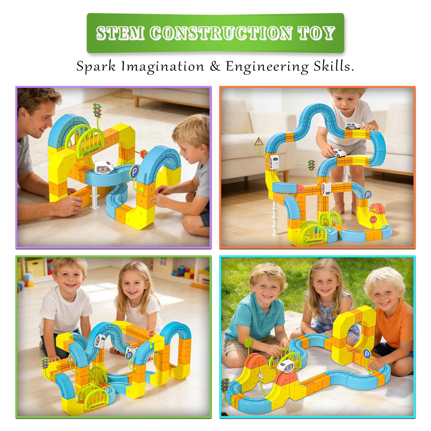 Electric Train Set for Kids, Cube Track with Motorized Engine, 3D Gravity-Defying STEM Toy for Kids Ages 3-8, Boys & Girls Building Gift (91 Pcs)