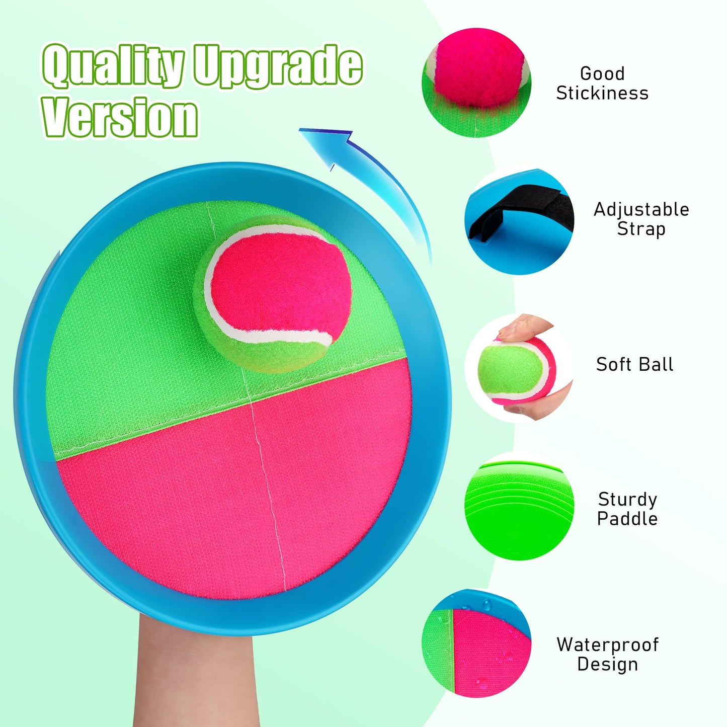 Innotoys Toss and Catch Ball Game Set, 4 Paddles and 4 Balls Outdoor Paddle Catch Game for Kids, Backyard Beach Pool Yard Toy, Summer Birthday Gift for Boys Girls Ages 4-12