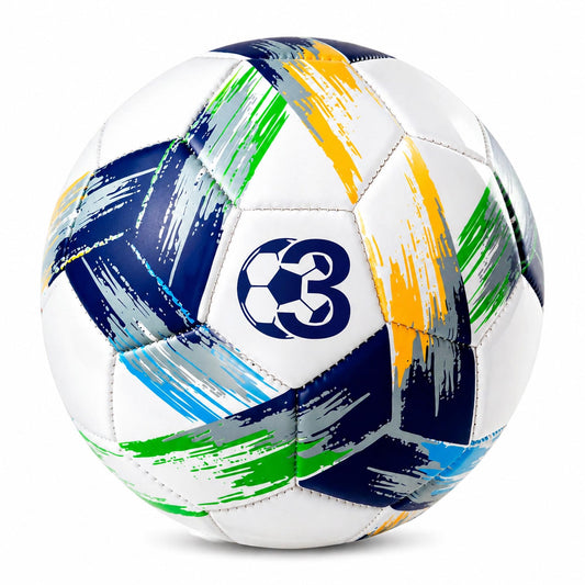 Innotoys Soccer Ball Size 3 Deflated - Bright Tri-Color Design, Vibrant & Multicolor Indoor/Outdoor Training Sports Ball - Official Size for Kids Youth Teens Adult - Ideal Soccer & Birthday Gift
