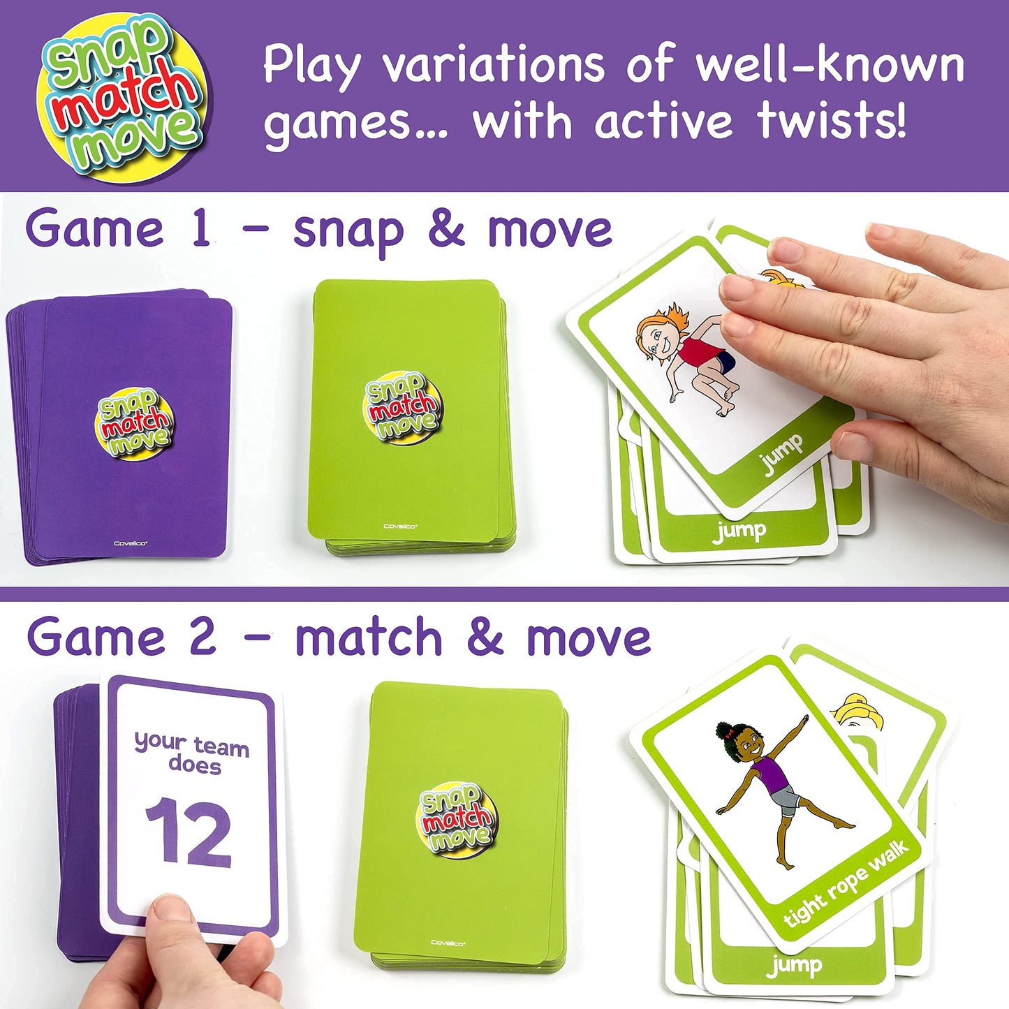 Covelico Kids Exercise Cards & Hopscotch Rings – 12 Rings + 3 Beanbags & 52 Activity Cards, Recess Toys, PE Equipment, Obstacle Course for Kids 3–5, Indoor & Outdoor