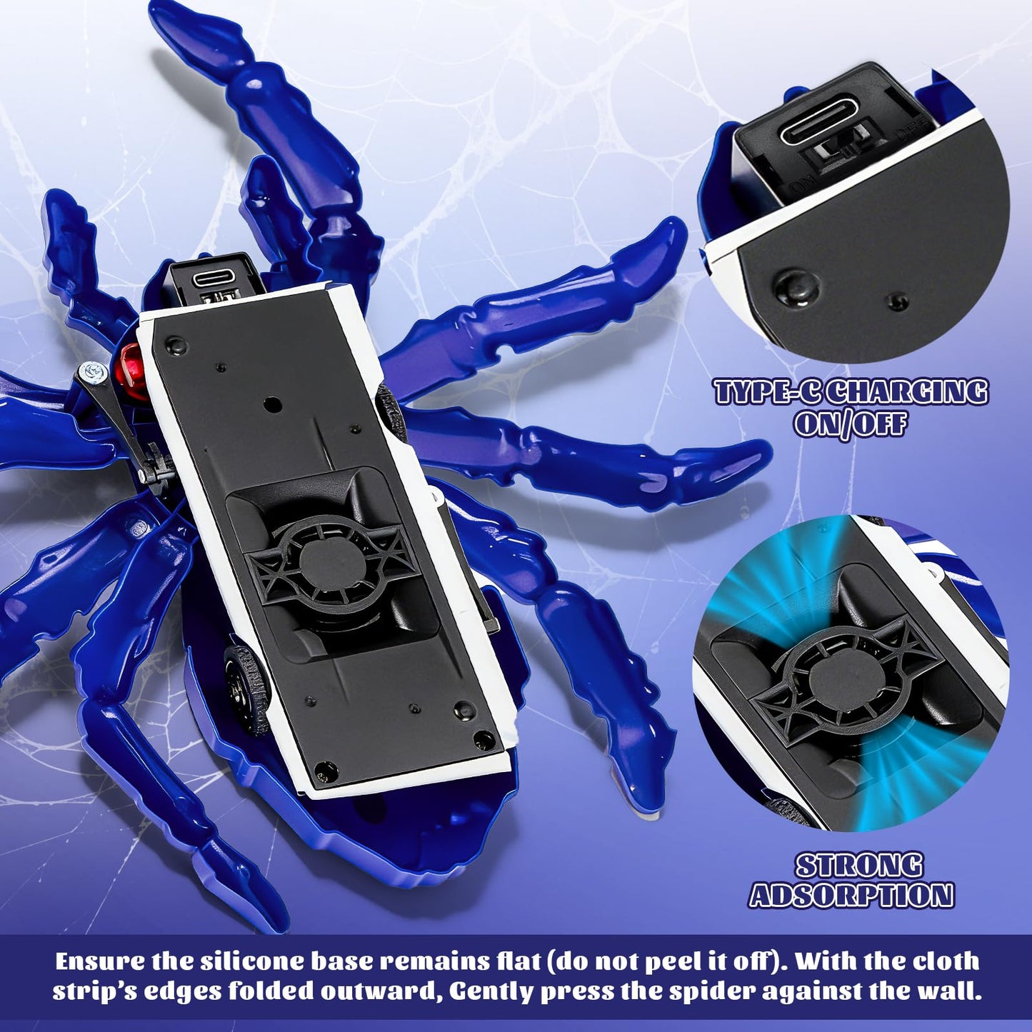 Cooldele Wall Crawling Spider, Rechargeable Remote Control Robot Toy for Kids with LED Eyes and 360° Stunts, Wall Climbing Funny Prank Toys Birthday Gifts for Boys & Girls Ages 3-5 4-6 7-8 (Blue)