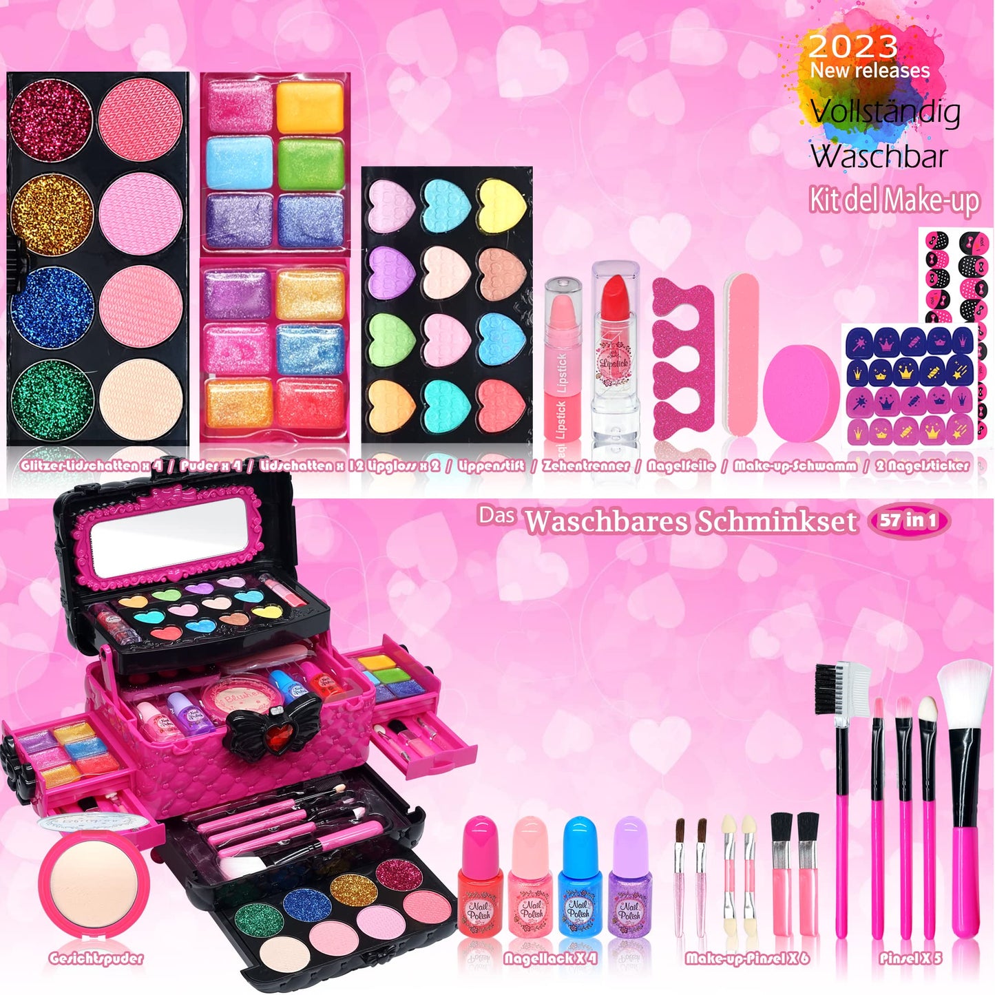 Kids Makeup Sets for Girls - Girls Makeup kit Age 4-6, Play Make Up Kit,Maquillaje para Niñas,Toys for Little Girl,Princess Toddler Kid Stuff Ages3-12 Year Old Girl Birthday Gifts