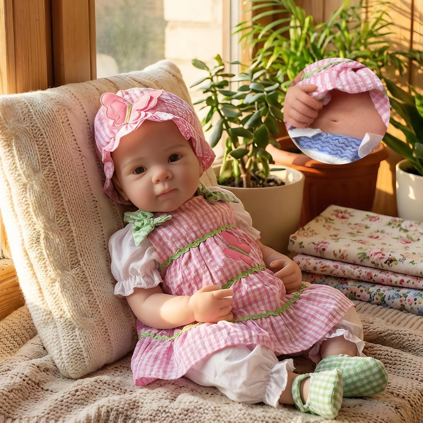 OtardDolls 18 Inch Silicone Baby Doll Realistic Newborn Doll, Soft Full Body Silicone Reborn Baby Girl Dolls Handmade Real Looking Doll Pack Set
