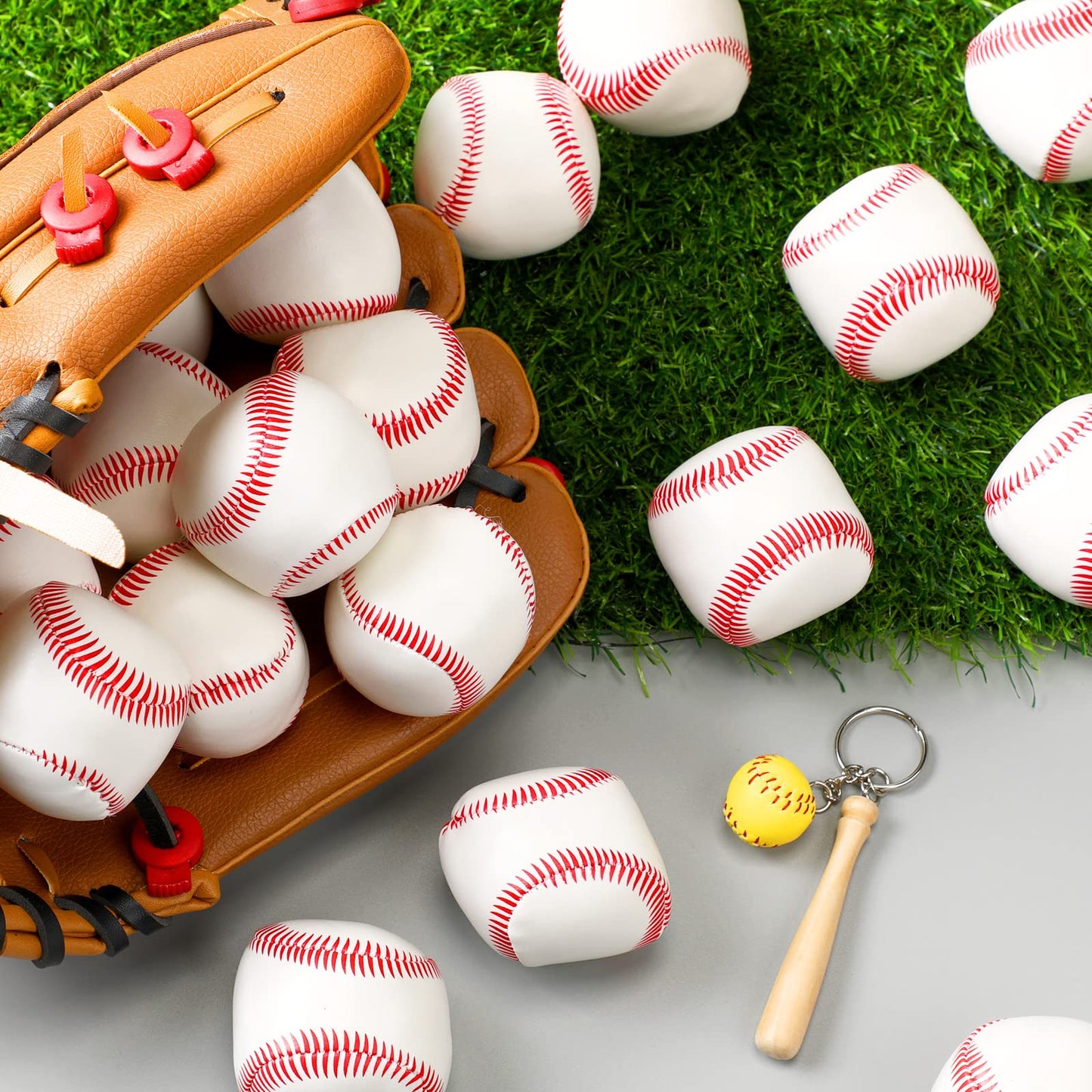 Vinsot 50 Pcs Mini Foam Baseball Softball Stress Balls Bulk 2 Inch Squeeze Balls for Stress Anxiety Relief Party Favors School Carnival Reward Christmas Stocking Fillers(Baseball)