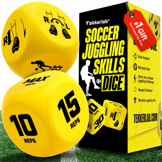 Tekkerlab Soccer Kick Up Dice - Soccer Gifts for Boys 8-12 & Girls - Fun Game for All Skill Levels - Boosts Touch, Agility & Coordination - Training Equipment & Accessories