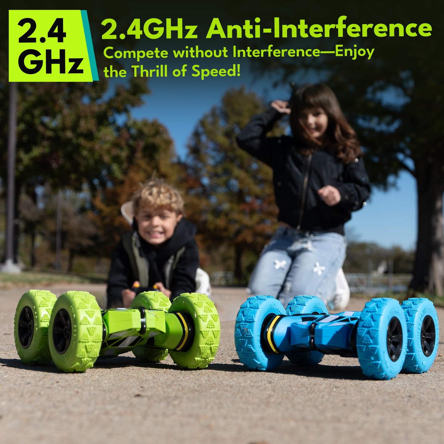 Threeking RC Stunt Car Remote Control Cars with Quick-Swap Modular Battery, 5 Upgrades: Safety, Durability, Auto Demo, Eye-Safe LEDs, Type-C Charging, Toys Presents Gifts for Boys Girls Kids Ages 6-12