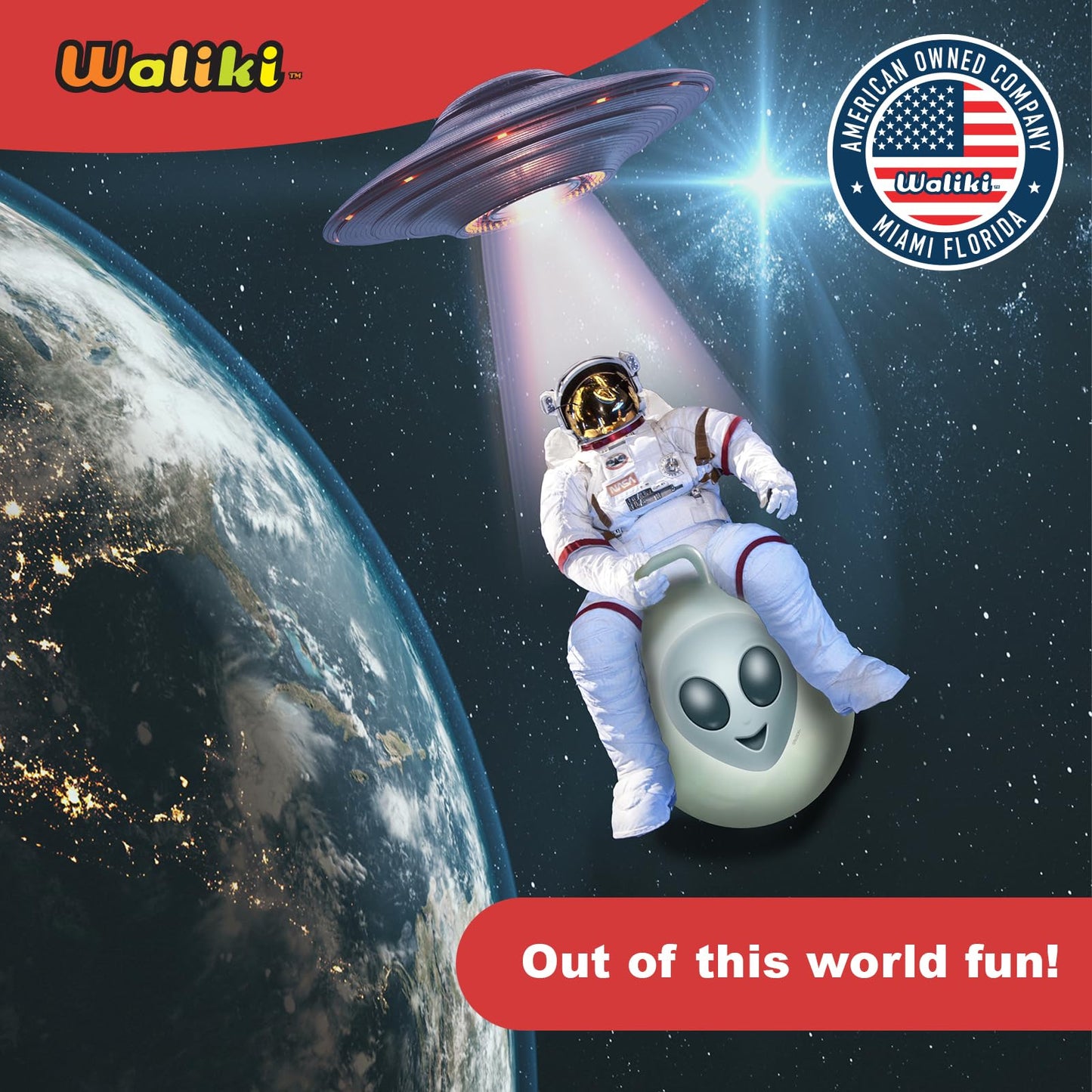 WALIKI Hop Ball for Adults | 29" Glow in The Dark Alien Hopping Ball | Sit and Bounce Ball | Great for Team Building