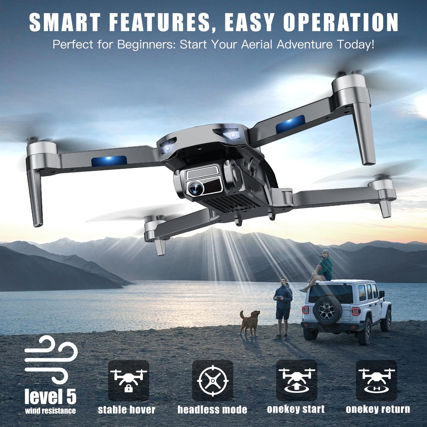 HHD Drone with 4K Camera for Adults Beginner, Under 249g with 32G TF Card (Black)