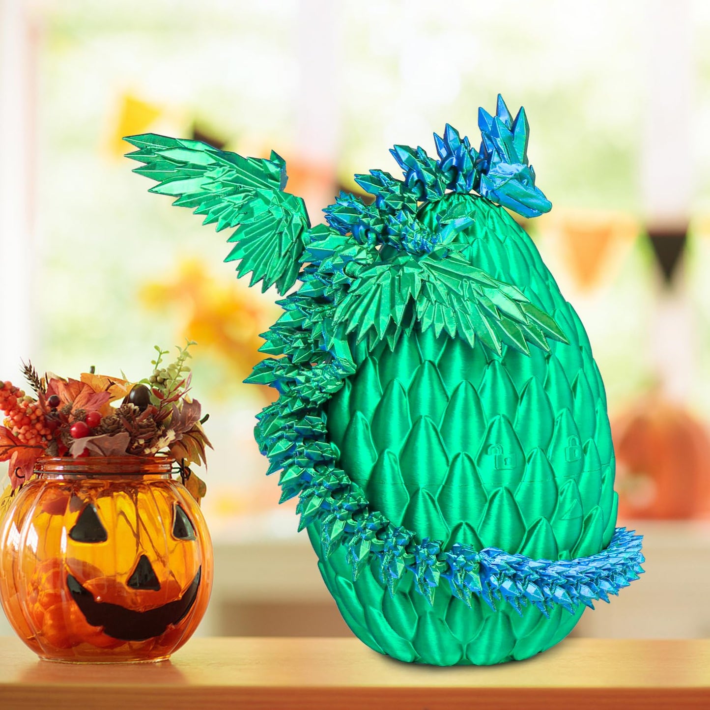 Mydhall 3D Printed Flying Dragon Egg with Articulated Dragon Inside – Toys&Gifts for Kids,Home Decor,Creative Ornaments,Birthday,Easter (Forest Green,Large)