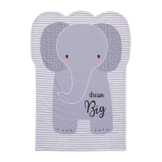 NoJo Emma The Elephant - Grey & White Knit Shaped Baby Blanket - Dream Big, Grey, White, Peach, Black (4397800)