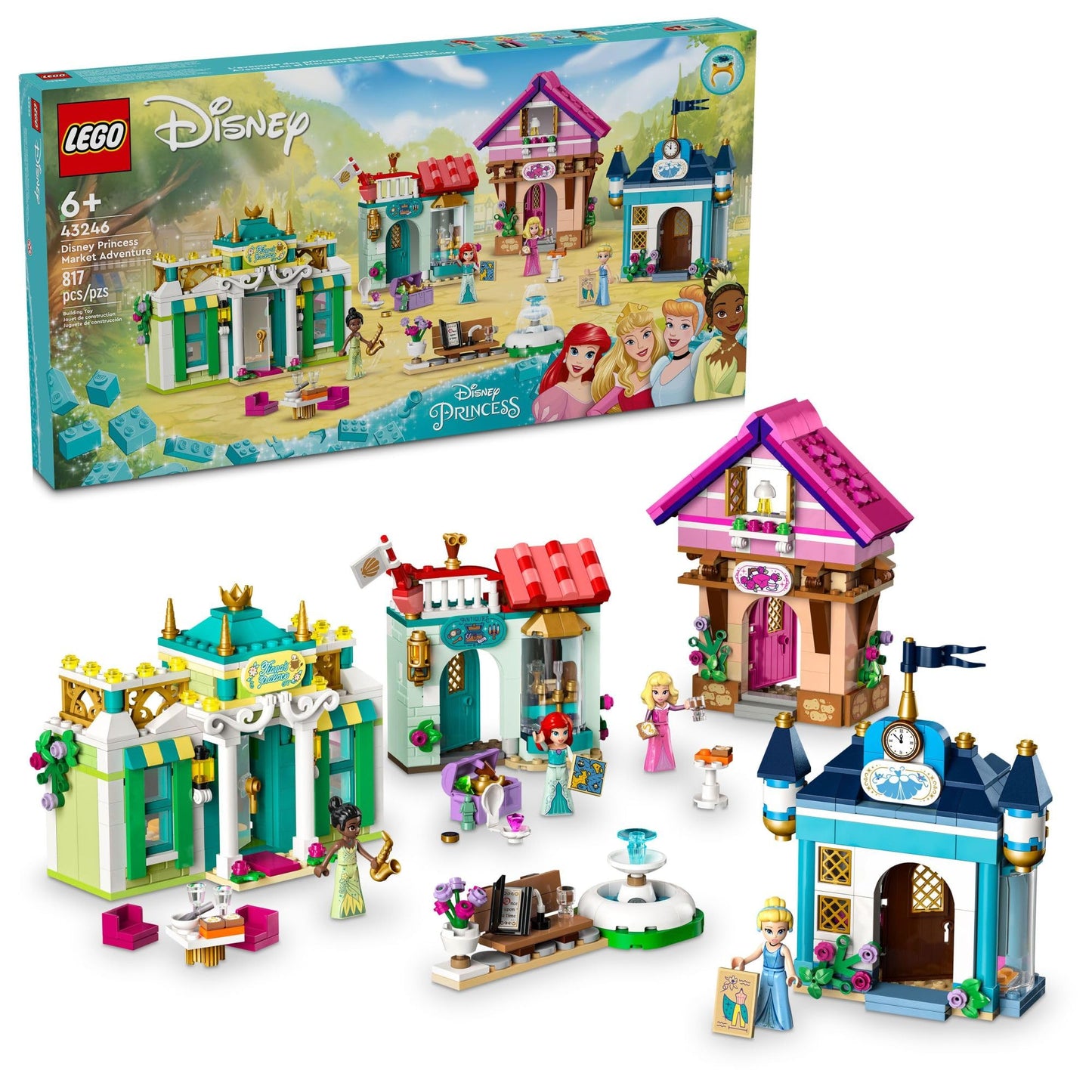 LEGO Disney Princess Market Adventure Building Toy Set - Pretend Play Disney Toy Figures & Playsets for Girls & Boys, Ages 6+ - Gifts for Kids, Birthdays, Events - 43246