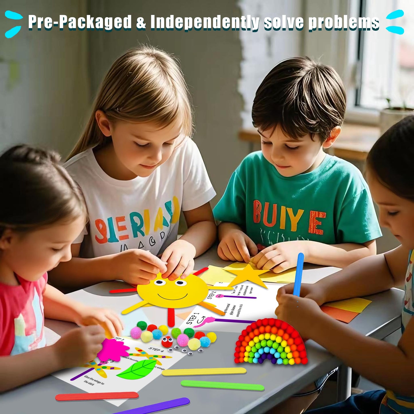 MHMYDIS First Craft Kit for Kids - 12 in 1 No Mess Creative Arts and Crafts kit for Kids Ages 4-8 - Toddler Crafts Kit Supplies - Gifts for Girls and Boys 3 4 5 6 7 8 Year Old