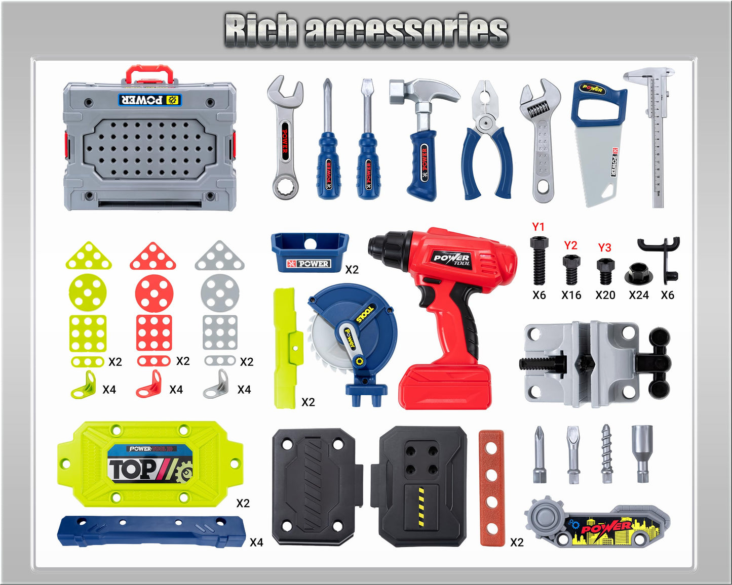 Kids Tool Kit，Kids Tool Bench STEM Engineering Playbench，32-inch Folding Workbench Set with 35+ Accessories, Electric Drill Toy & Tool Storage, Creative Construction Playset for Boys Girls Ages 3-5