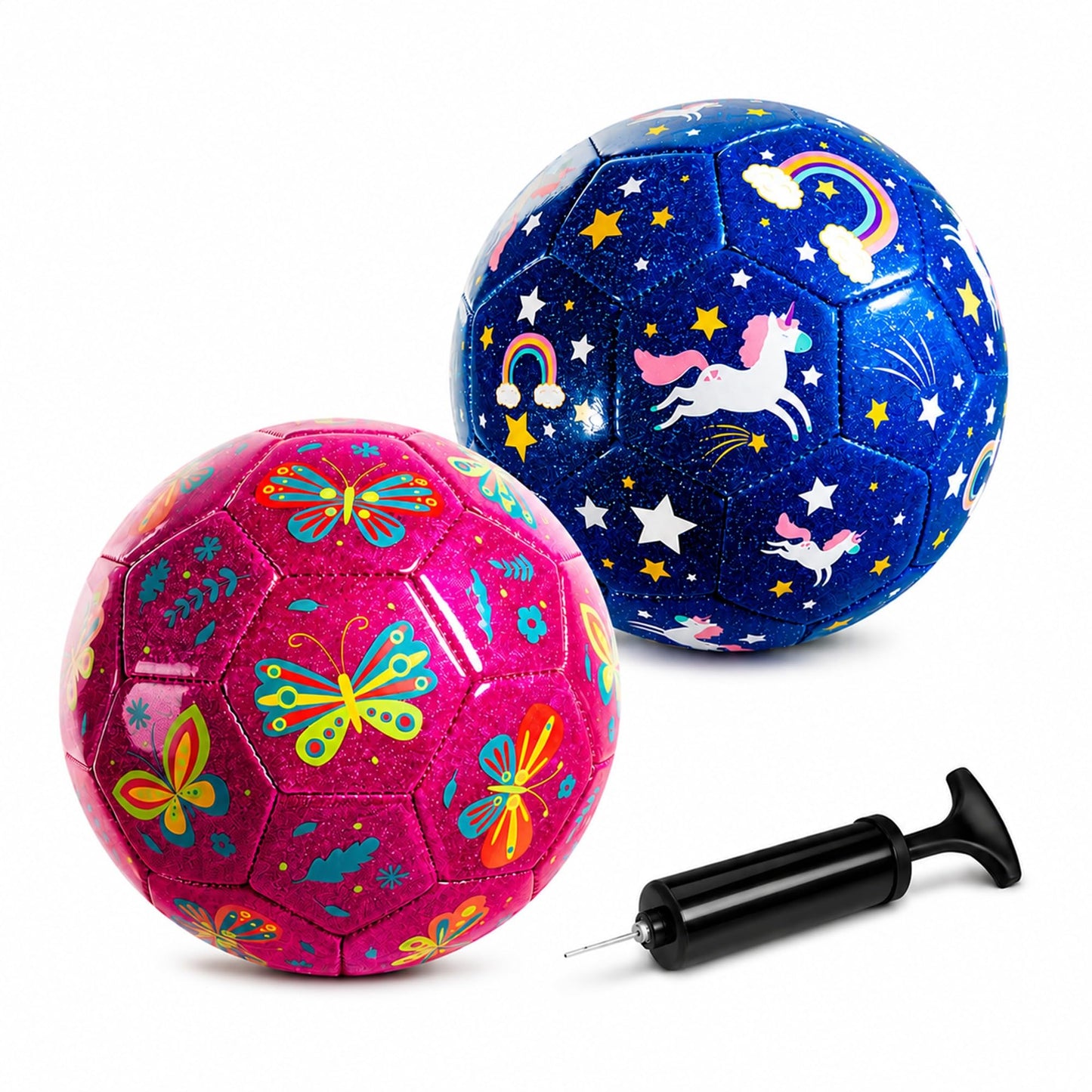 Toddler Soccer Ball Size 2 - Small Soft Kids Ball 2 Pack for Ages 1-5- Cartoon Sports Toy Boys Girls - Great Soccer & Birthday Gift for Babies, Toddlers & Kids Indoor Outdoor Games