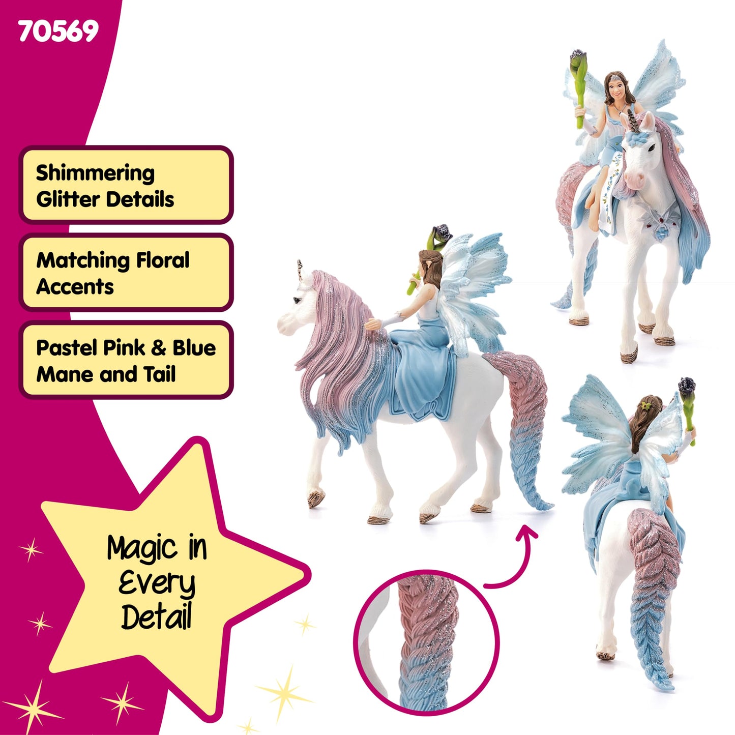 Schleich bayala Fairy Princess Eyela with Sparkly Unicorn Toy from The Princess and the Unicorn Movie for Kids Ages 5-12