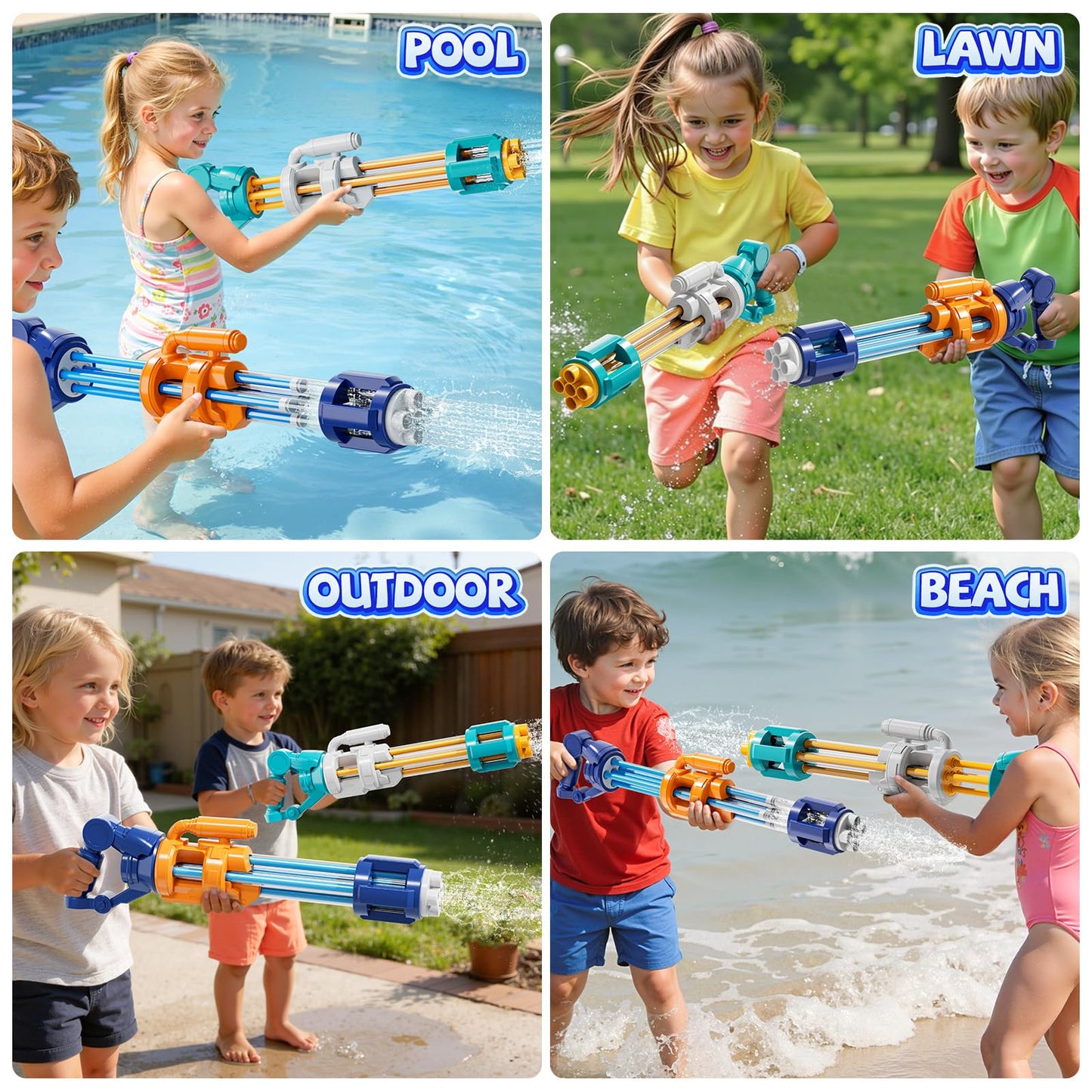 XINNOVEL 2 Pack Water Guns for Kids Adults, Summer Outdoor Water Toys Swimming Pool Game, Beach Water Game Fighting Play Pool Toys for Boys Girls Kids Ages 4-8, 8-12