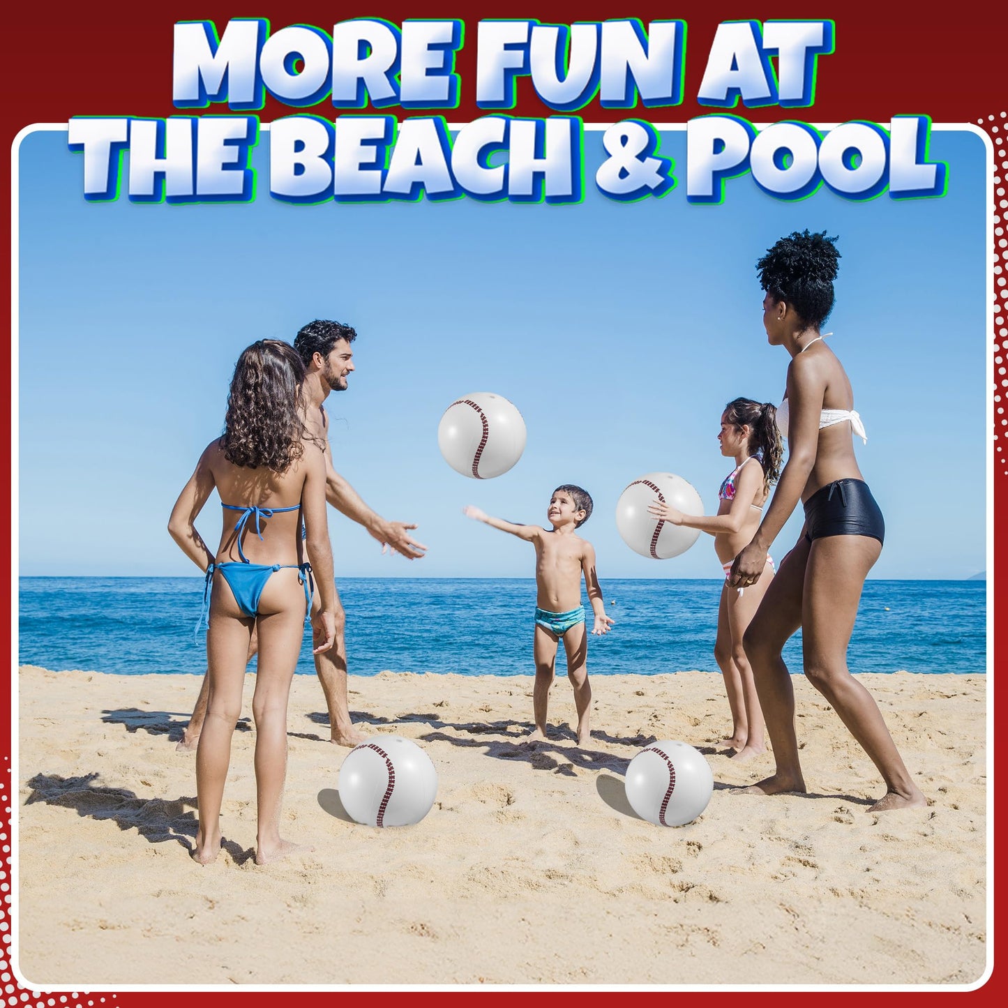 Bedwina Inflatable Baseball (Pack of 12) 16-inch, Baseball Beach Balls for Themed Party Decorations & Birthday Decor - Pool Ball Toys Party Favors & Goodie Bags Favors for Kids, Boys and Girls
