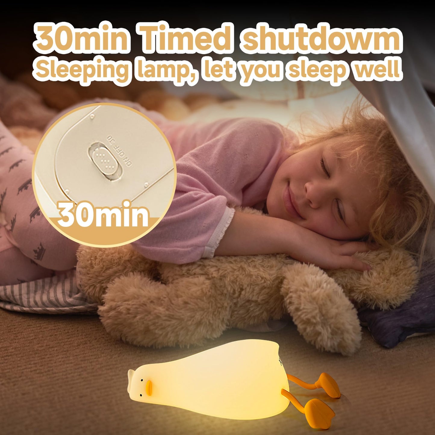 ATCTBOGFS Cute Duck/Chicken/Rabbit/Panda NightLight, LED Squishy Animal Novelty Lamp for Toddler Baby Kids, Nursery Touch Kawaii Room/House Decor Bedside Touch Lamp for Breastfeeding