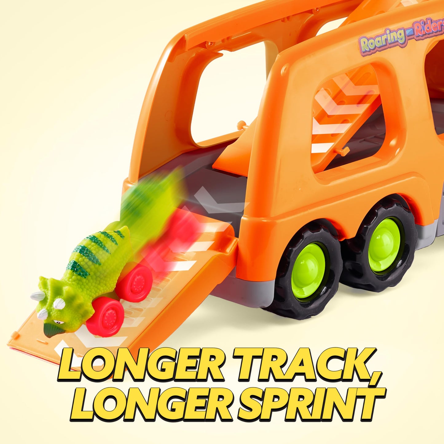 JOYIN Dinosaur Toys for Kids 2-4, Toddler Boy Toys, Dinosaur Carrier Truck with 6 Rubber Car Vehicles, Easter Birthday Gifts with Music & Lights for 2 3 4 5 Year Old