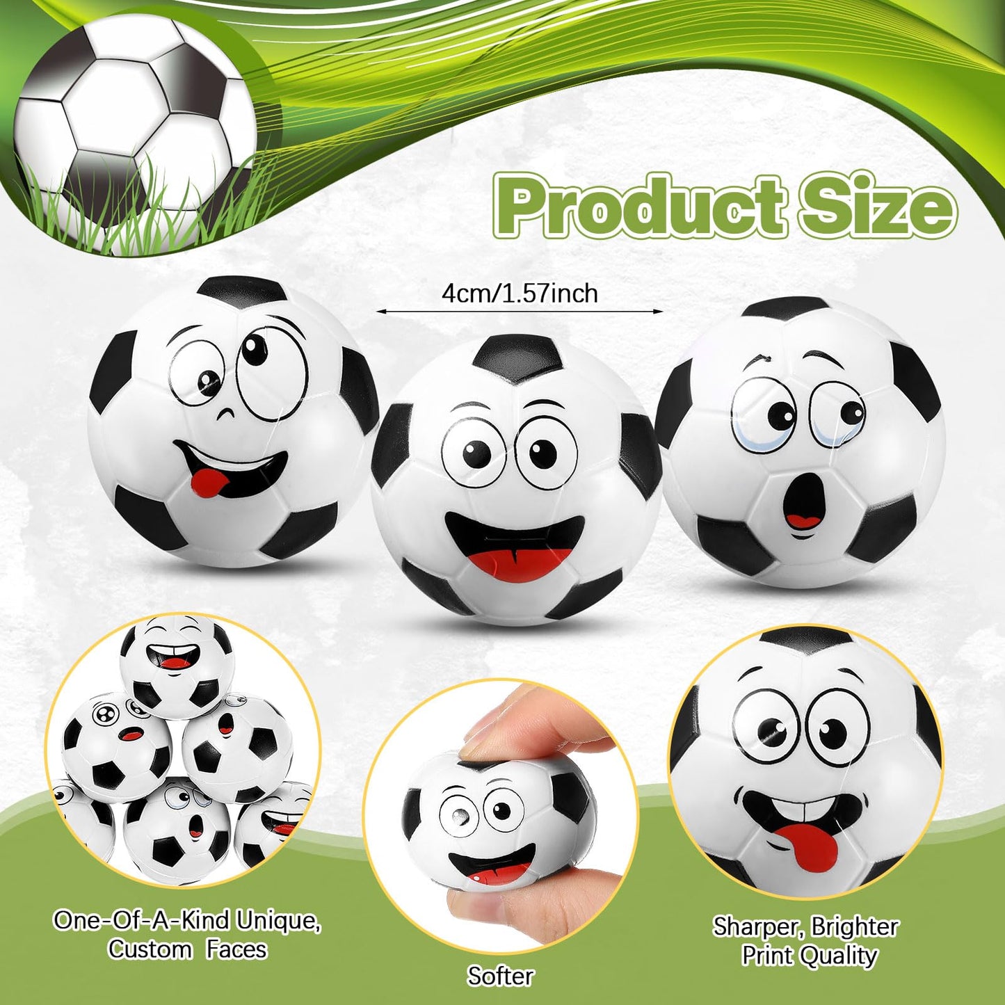 Arrowbash 24 Pcs Mini Face Soccer Stress Balls for Boys Girls Fidget Toys Bulk Foam Balls for Stress and Anxiety Relief Balls for Party Favors Birthday Gift Decoration