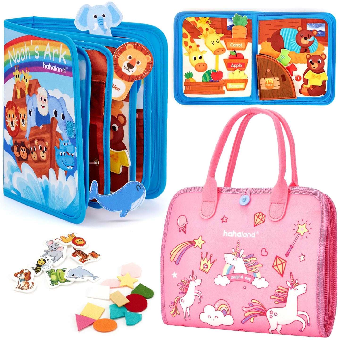 hahaland Busy Book for Toddlers 1-3, Montessori Toys for 1 Year Old, Educational Toddler Car Airplane Travel Toys for Ages 1-3 One Two Year Old Gifts