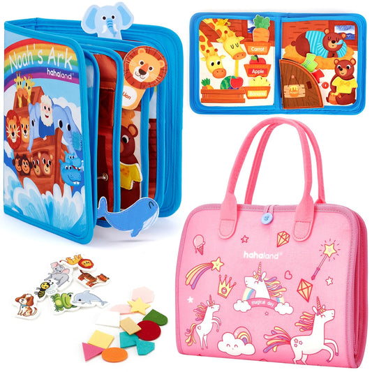 hahaland Busy Book for Toddlers 1-3, Montessori Toys for 1 Year Old, Educational Toddler Car Airplane Travel Toys for Ages 1-3 One Two Year Old Gifts