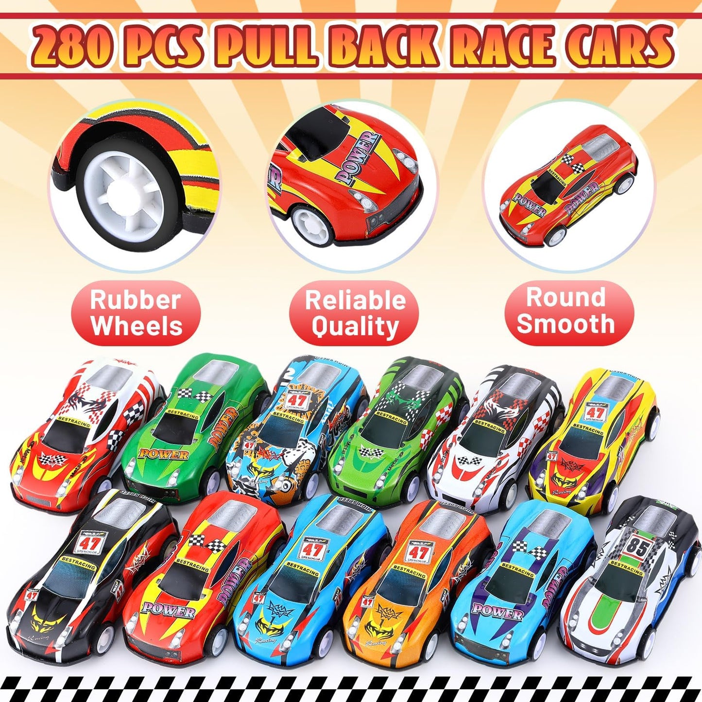 DERTE 280 Pcs Pull Back Cars for Kids Mini Car Toys Bulk Metal Race Vehicles Party Favors Goodie Bag Stuffers Classroom Prizes for Boys Girls Toddlers