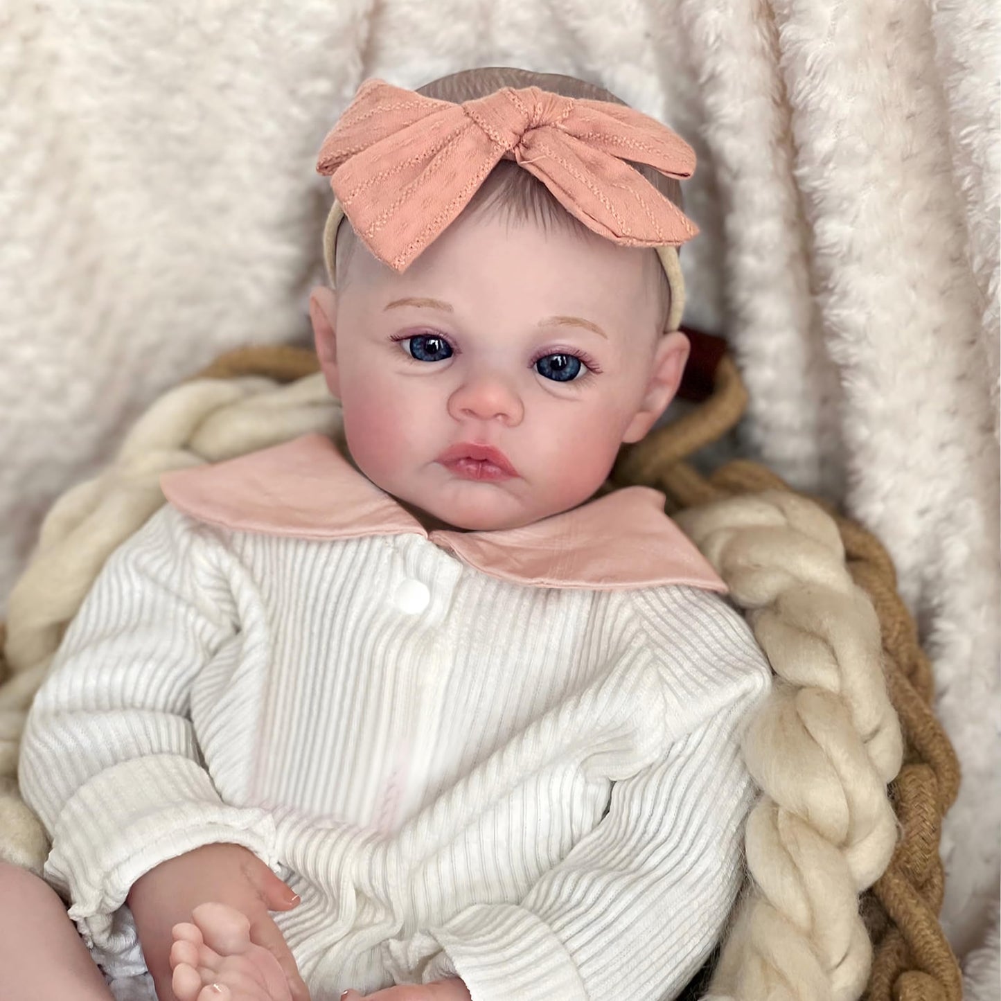 FOCKOF Realistic Reborn Baby Dolls - 18 Inch Real Life Baby Doll Girl Lifelike with Accessories for 3+ Years Old (White)