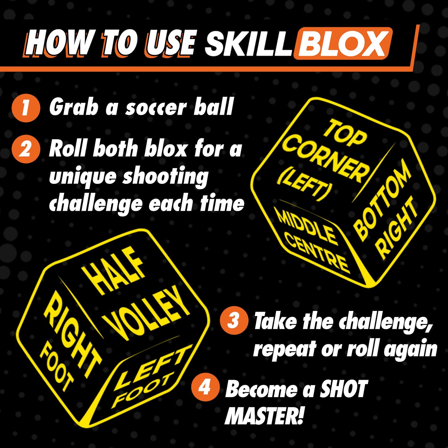 Skill Blox Soccer Gift for Boys – ShotMaster Shooting Training Dice – Fun Soccer Shooting Training Game for Kids, Boys & Girls 8–14