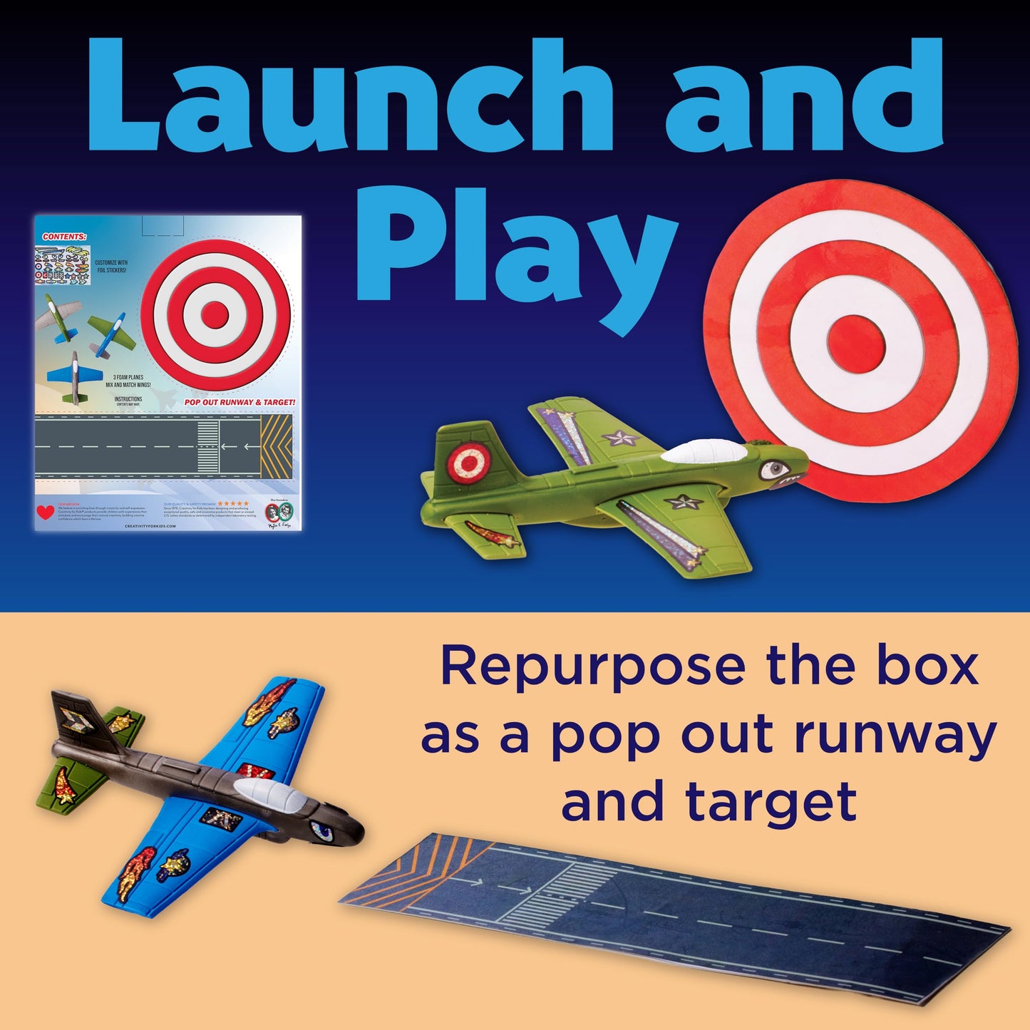 Creativity for Kids Stunt Squadron Foam Fliers: Makes 3 Airplane Toys for Kids, Crafts and STEM Kits for Kids, Toys for Boys and Girls, Boys Gifts (Ages 5+)