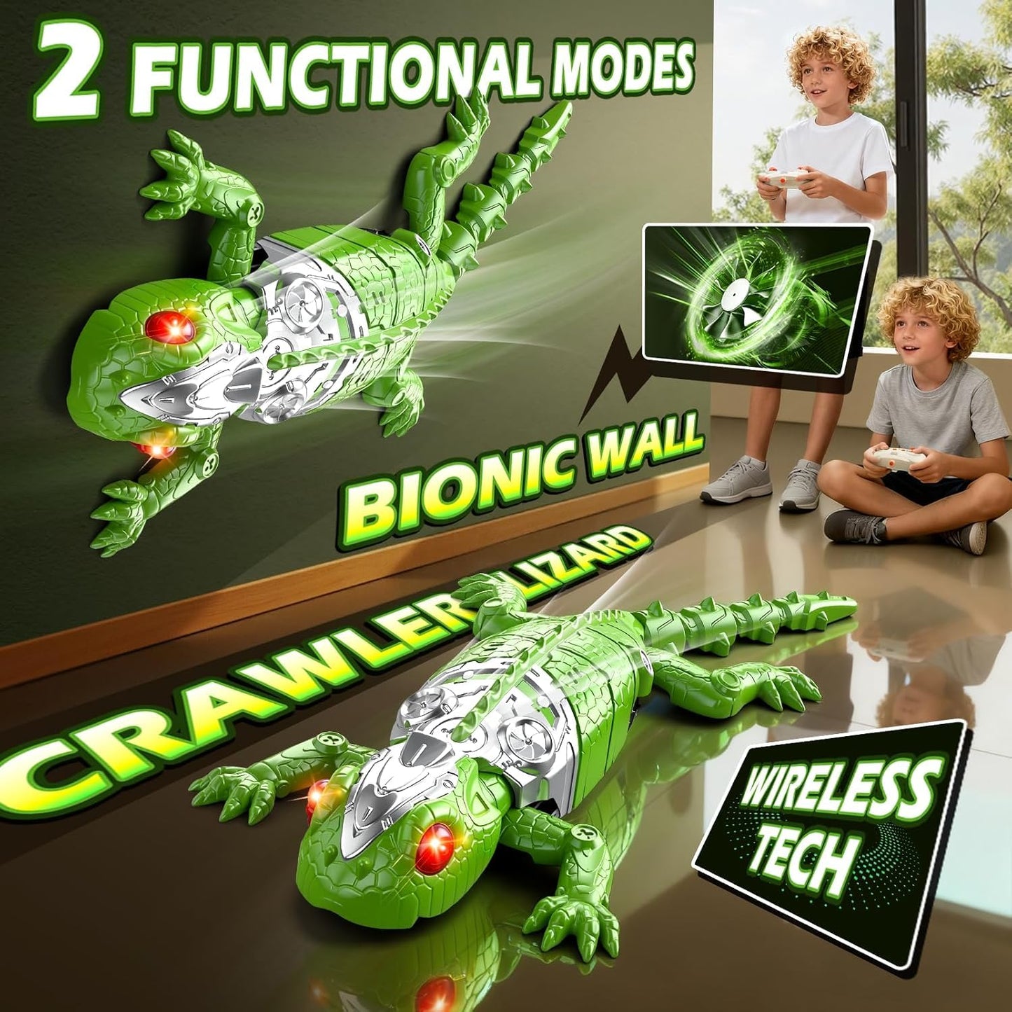 RC Wall Crawler Gecko, Rechargeable Remote Control Robot Kids Toys, Ceiling Wall Climbing Chameleon Funny Prank Toys Dual Mode Floor & Wall Driving Lizard Birthday Gifts for Boys Girls (Colorful)