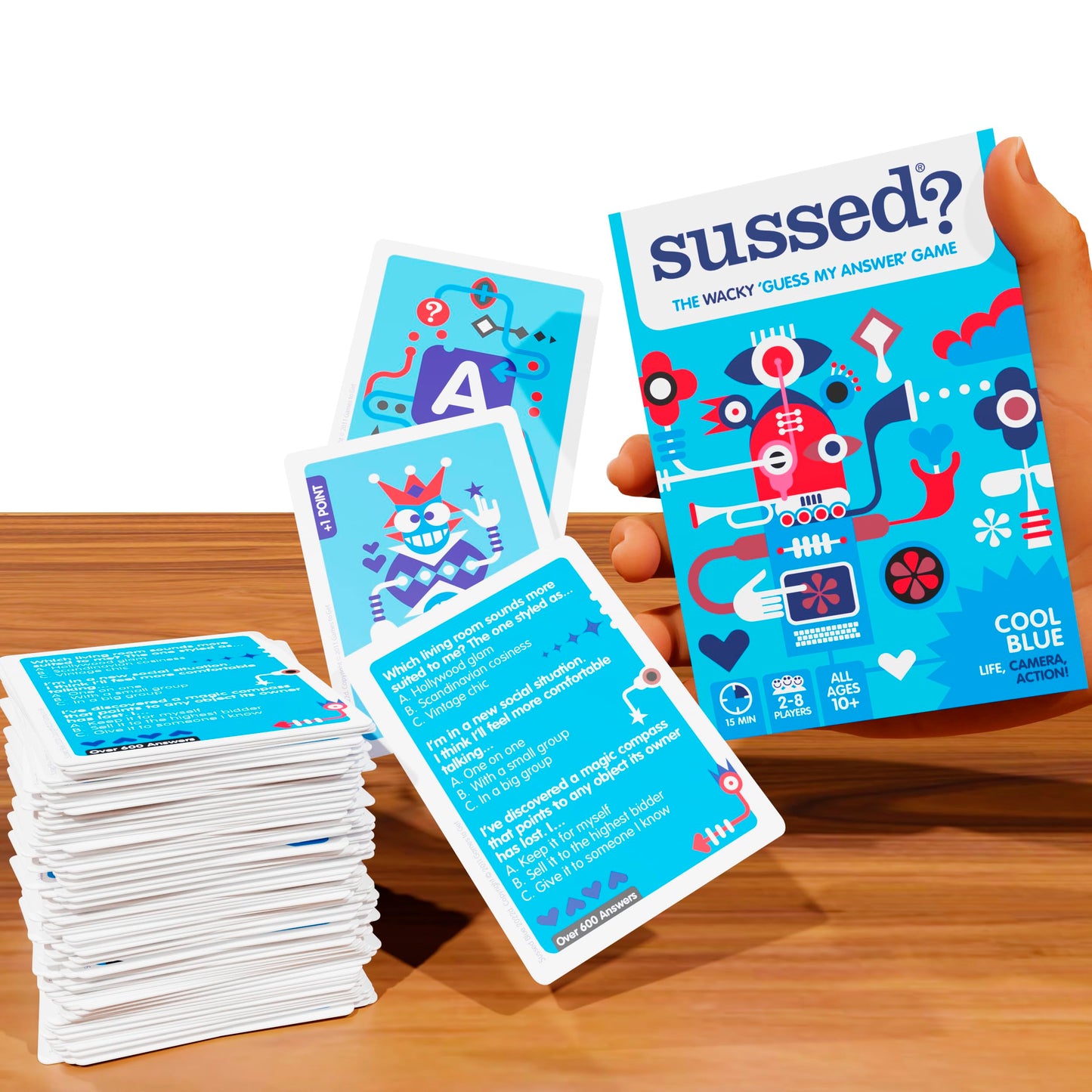 SUSSED 650 Wacky Conversation Starters for Kids, Teens & Adults- Family Card Game - Fun Gift - Stocking Stuffer - Blue, Green and Orange Bundle