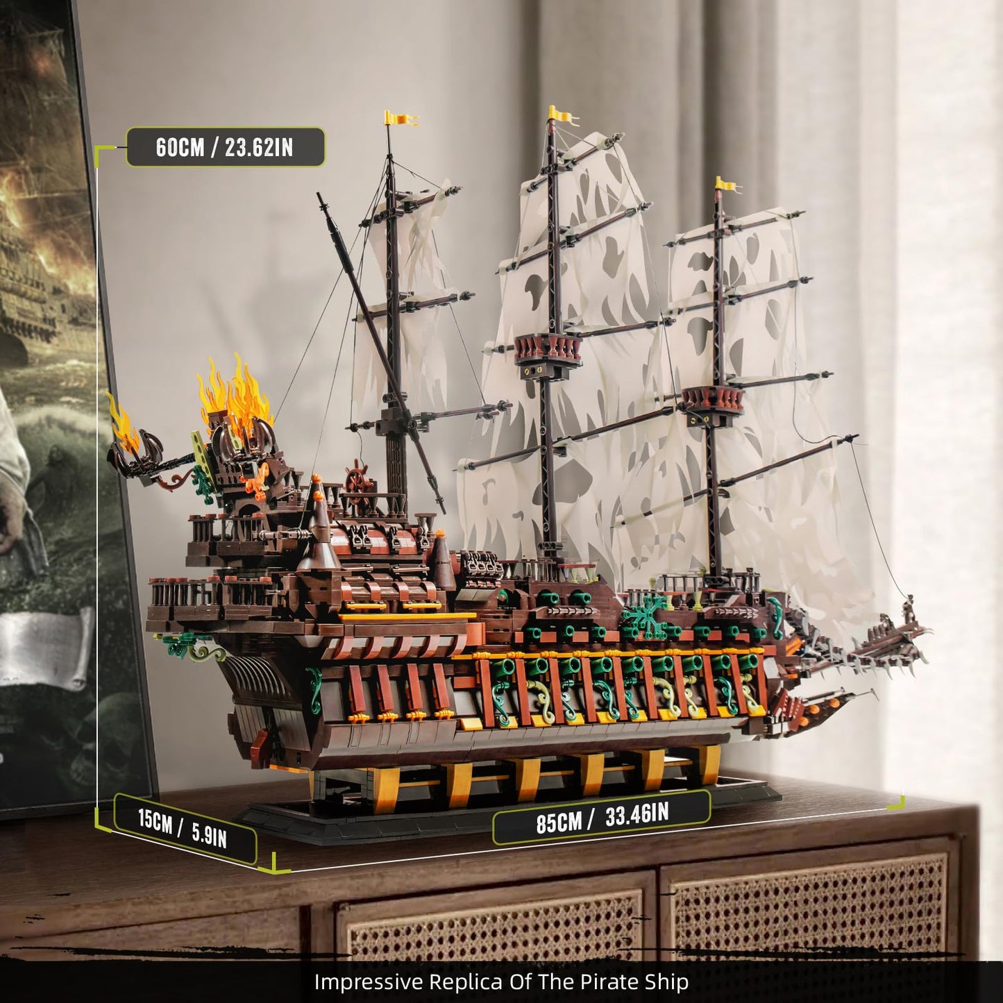Mould King 13197 Pirate Ship Building Toy, MOC Flying Dutchman Model Ship Boat, Toy Building Sets for Adults, Halloween Decor Christmas Birthday Gifts for Teens Collections (4364 Pieces)