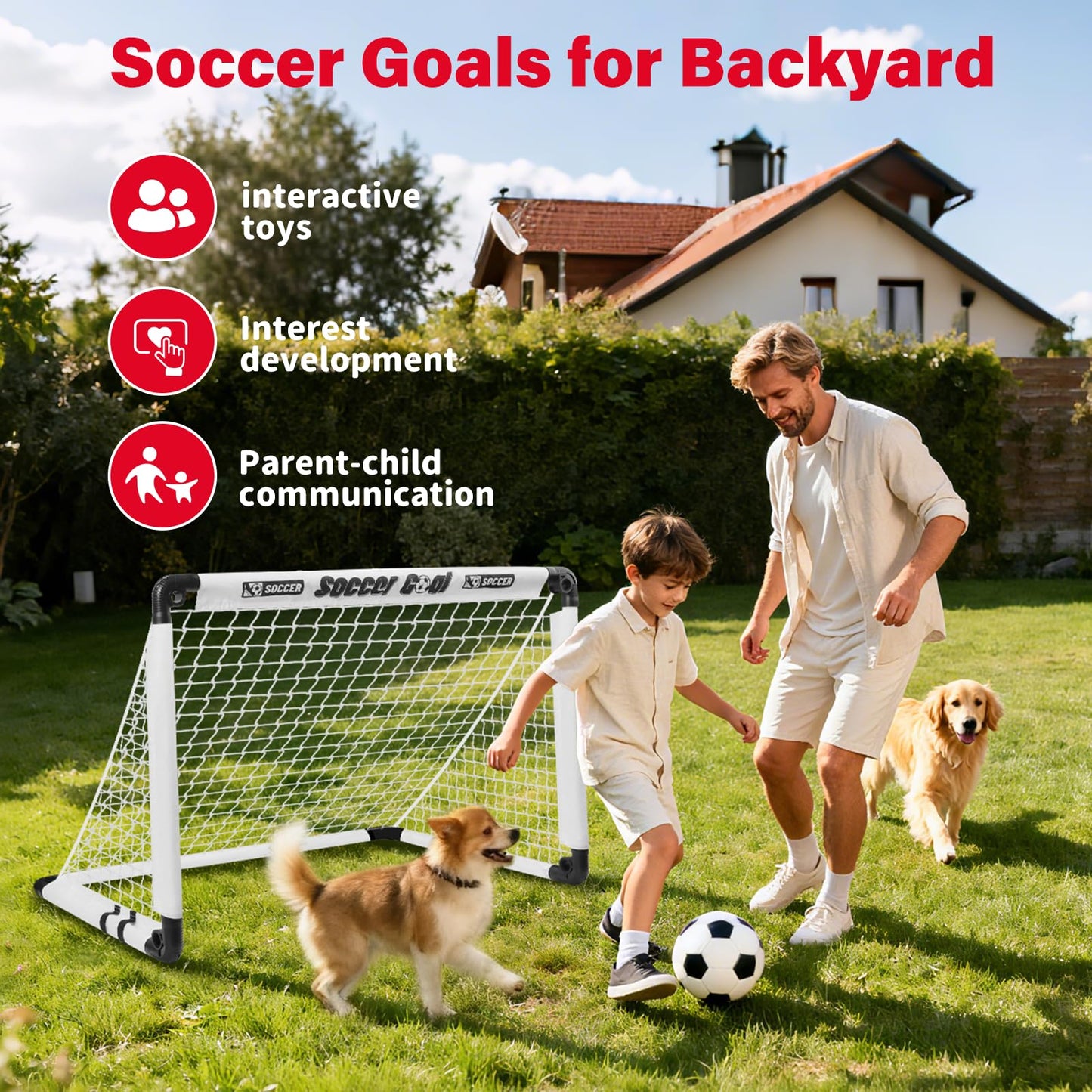KETIEE Kids Soccer Goals for Backyard: 35" x 23" Mini Foldable Football Goals Set, Portable Kids Soccer Goal with Carry Bag & Soccer Ball for Garden Outdoor Indoor, Soccer Toy for Boys Girls Ages 3+