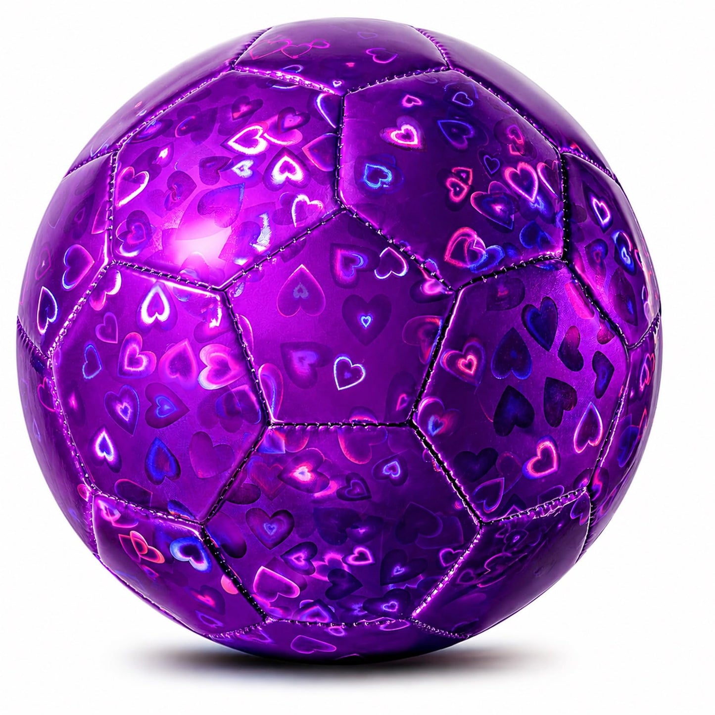 Paokoo Soccer Ball Size 3 - Glitter Purple Heart Training Ball Small Soft for Boys Girls 3-8 - Great Soccer & Birthday Gift for Toddlers & Kids Back to School Indoor Outdoor Games