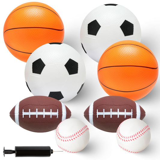 PARENTSWELL 8 Pcs Balls for Toddlers 1-3 Age, Kids Ball Toys Set (Football, Basketball, Soccer, Baseball) Baby Balls for Outside Playground, Boys Girls