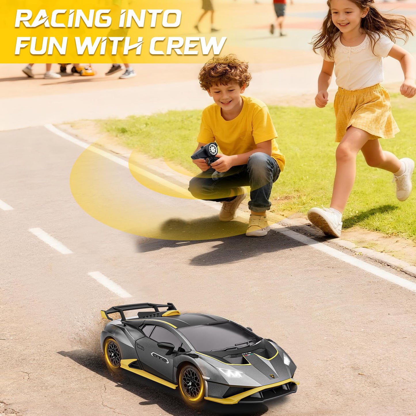 LUXOS RC Lamborghini Remote Control Car, 1:18 Scale Officially Licensed Lamboghini Toy Car, Cool RC Cars Toys for 4 5 6 7 8 9 10 11 12 Year Old Boys Kids Adults Gifts, 15km/h Fast RC Drift Car, (Grey)