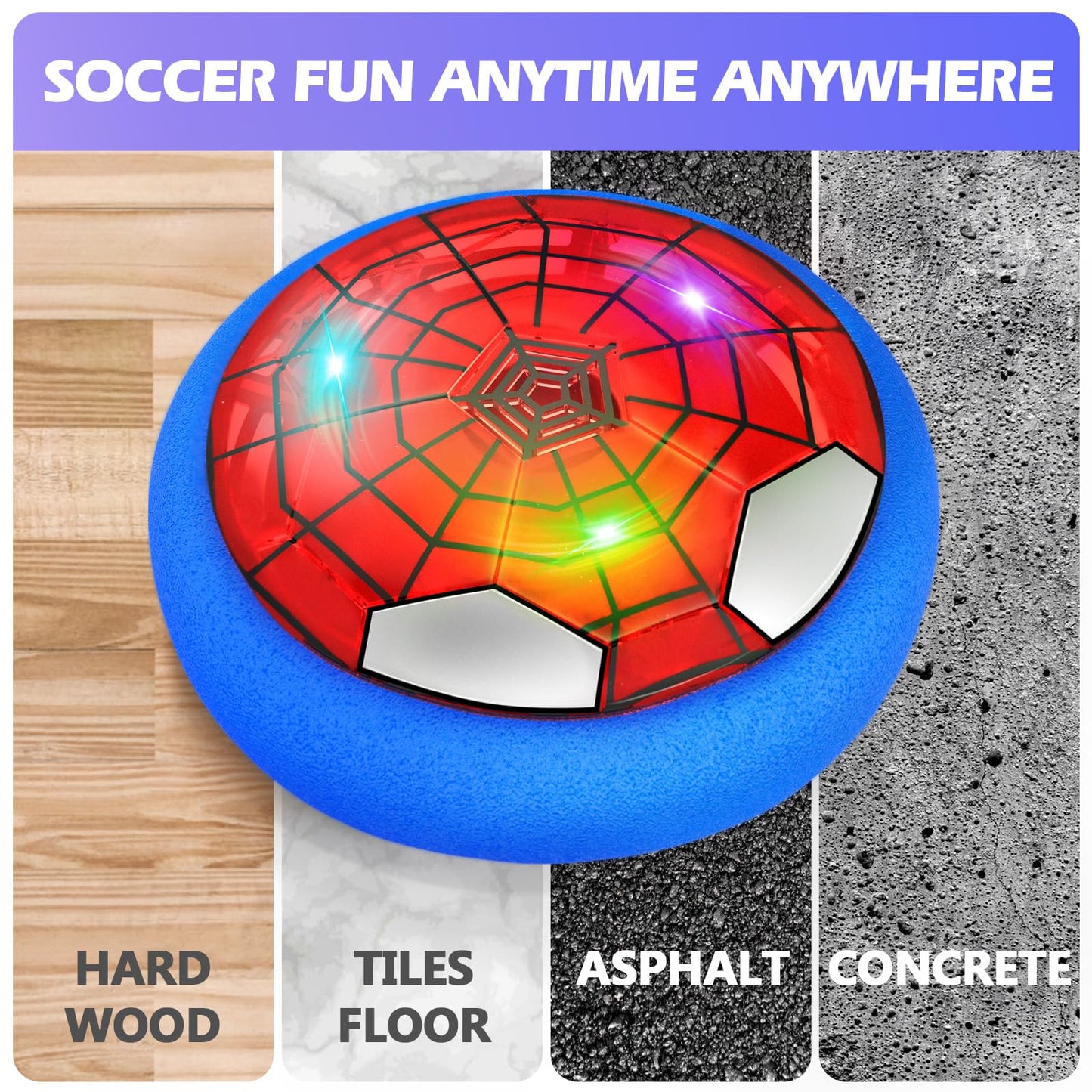 Ocditikl Hover Soccer Ball, Air Floating Soccer with LED Lights & Foam Bumper, Indoor Soccer Toys for Kids Ages 5-12, Ideal Easter Birthday for 4 5 6 7 8 9 10 11 12 Year Old Boys Girls