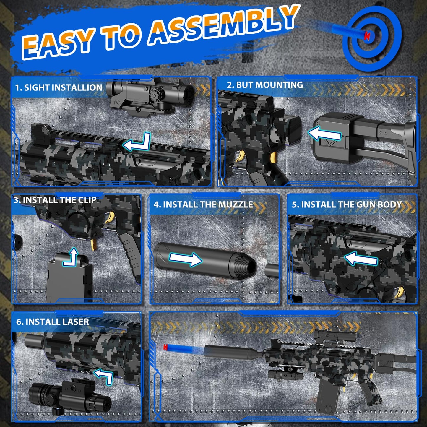 Automatic Toy Foam Blaster Sniper with Scope, Electric Toy Dart Blaster with 120 Foam Darts, Goggles, Air Pocket Technology Outdoor Shooting Game Kids Toys for Ages 8-12 Boys Girls