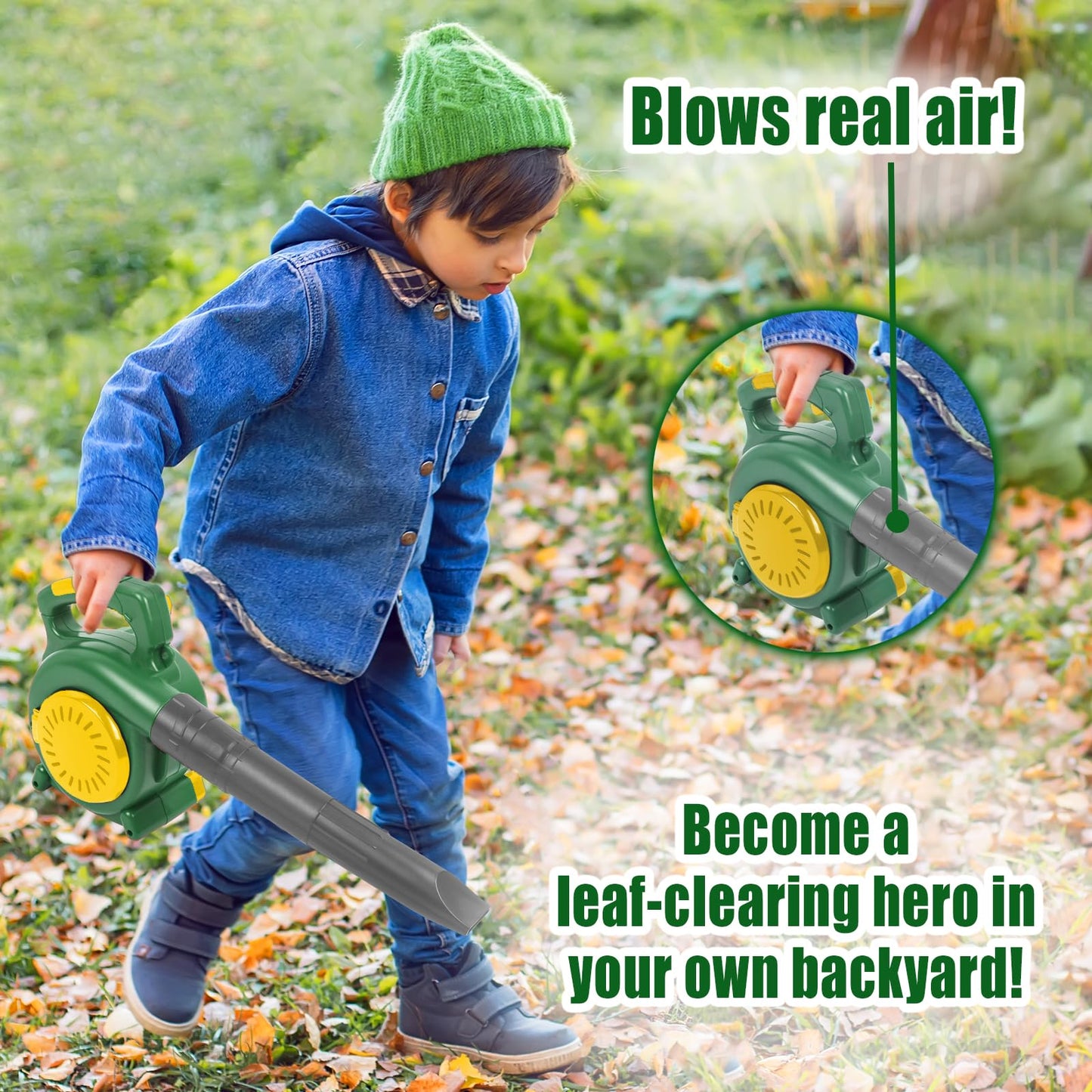 TeganPlay Kids Leaf Blower Toddler Landscaping Gardening Tools and Equipments Includes Mask Safety Goggles and Earmuffs