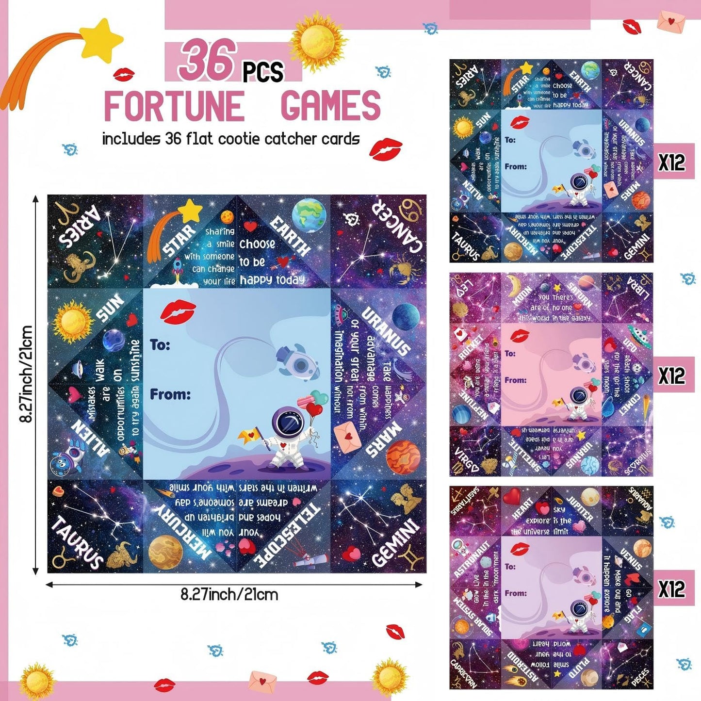 Blosssound 36 Pcs Cootie Catcher Space Party Favors Outer Space Crafts Cosmic Paper Origami Cards Fortune Telling Game for Kids Students Classroom Easter Gifts Galaxy Birthday Goodie Bags Stuffers
