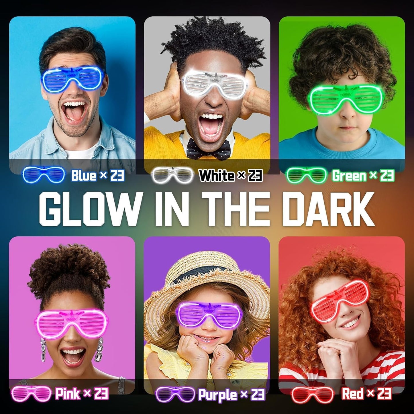 138 Pack Light up Glasses - 6 Colors & 3 Modes, LED Glasses Bulk Toys for Halloween Neon Rave Party Favor Glasses, Glow in the Dark Party Supplies for Carnival Festival Birthday Wedding Gift Adult Kid