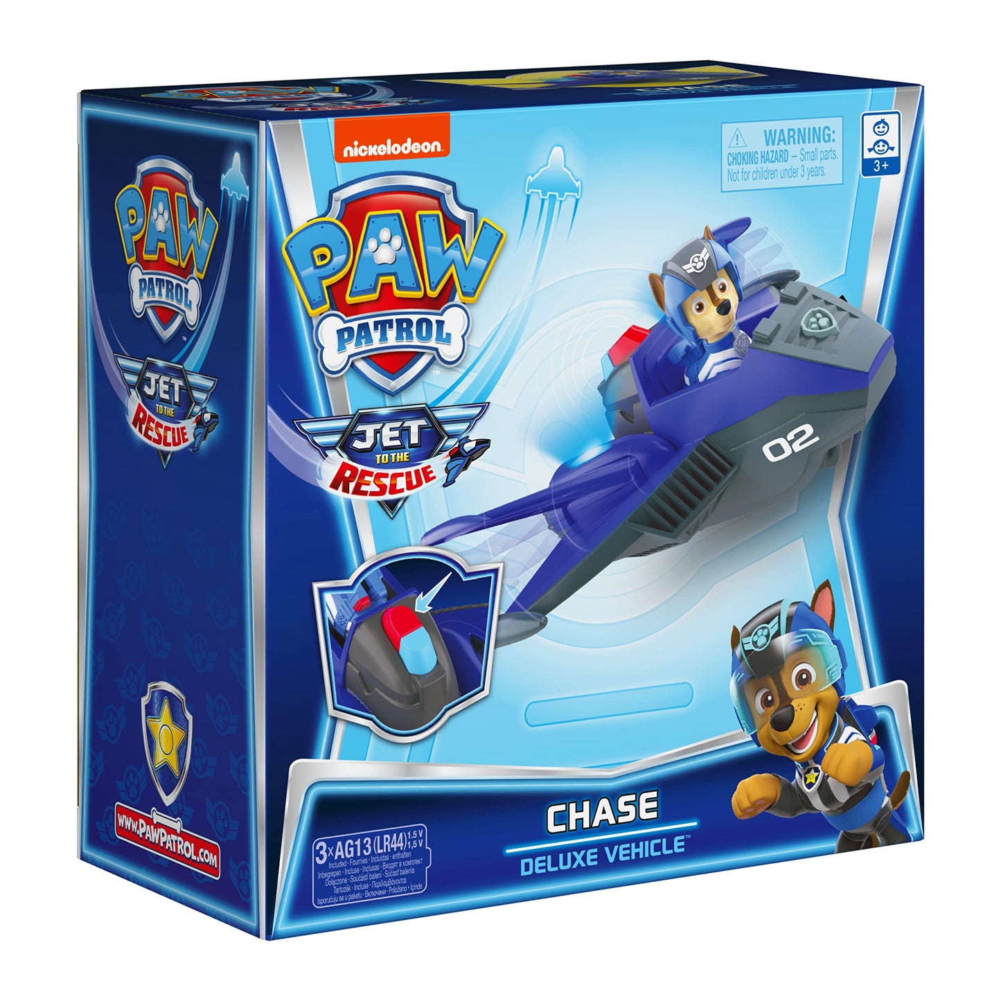 Paw Patrol, Jet to The Rescue Chase’s Deluxe Transforming Vehicle Toy with Lights and Sounds