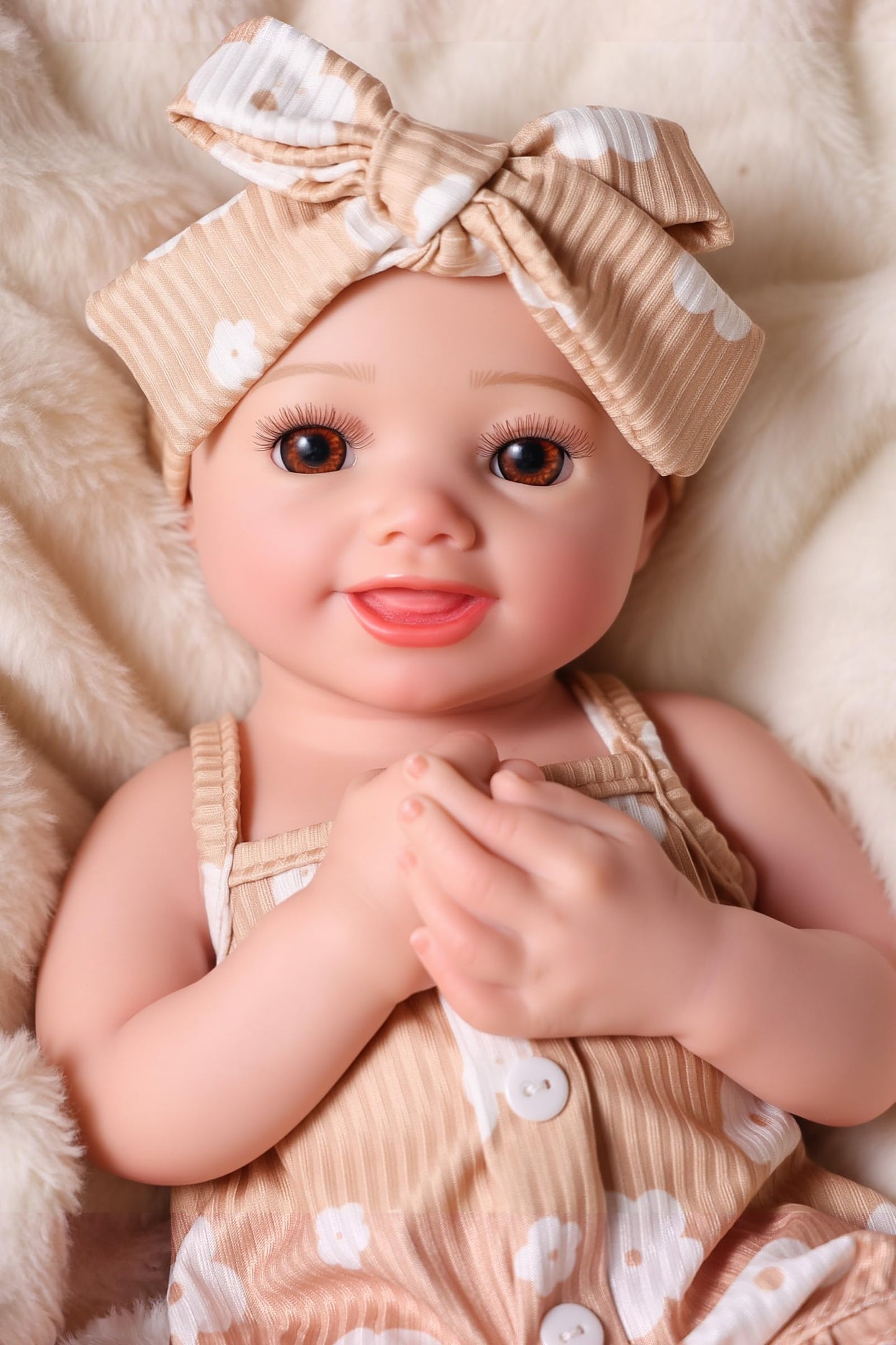 BABESIDE Reborn Baby Dolls Silicone Full Body - 16 Inch Silicone Baby Doll, Realistic Baby Doll Girl with Lifelike Details, Soft Full Body Gift for Girls Ages 3+
