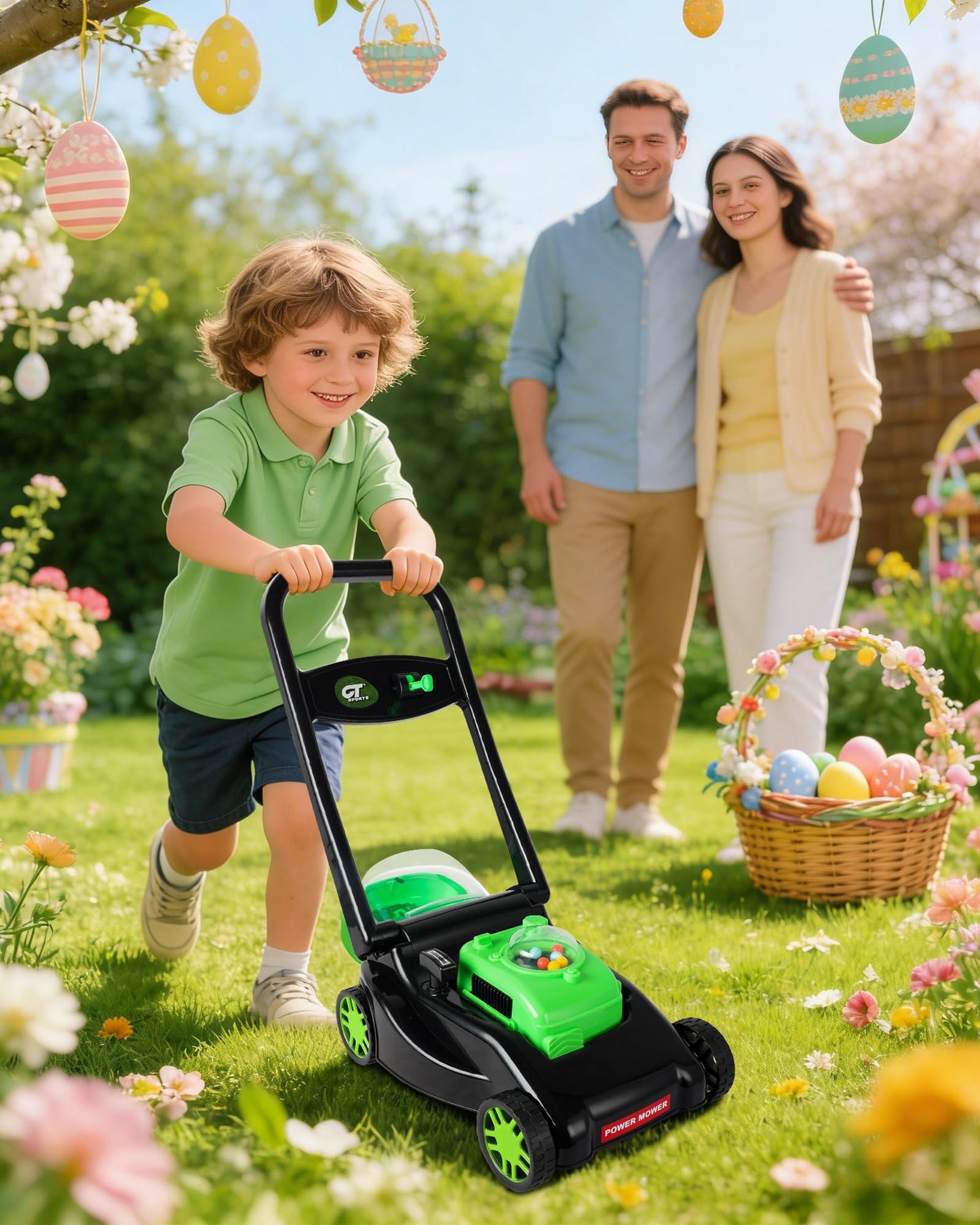 Kids Lawn Mower with Realistic Grass-Cutting Action and Sounds – No Batteries Required | Fun Outdoor Push Toy, Birthday Gift & Holiday Present for 3, 4, 5, 6Year Old Boys and Girls (Black)