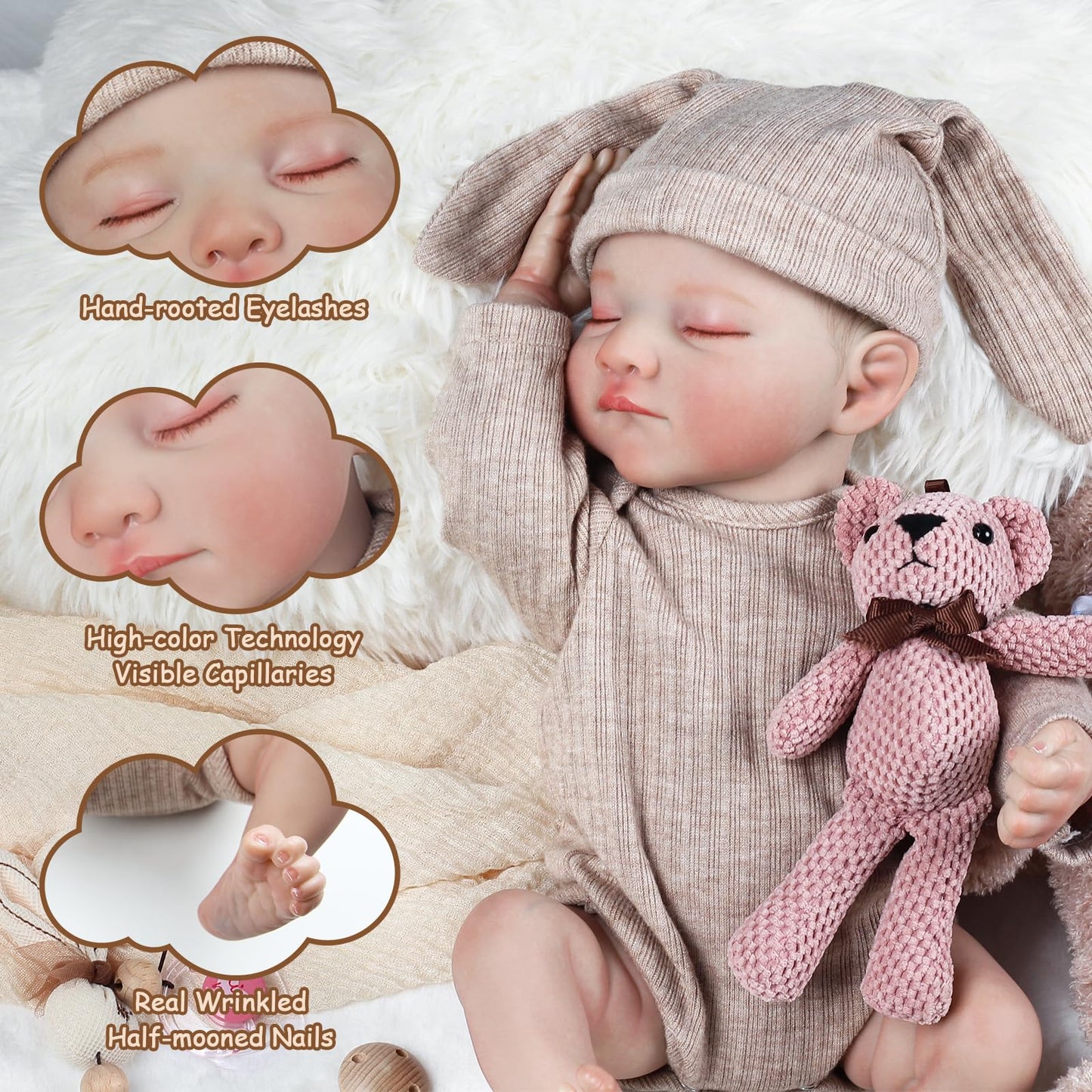 KidCuddz Reborn Baby Dolls - 18 Inch Dolls Vinyl Full Body with Realistic Vein Details, Real Life Baby Doll，Includes Accessories for 3+ Year Old Girls Gifts