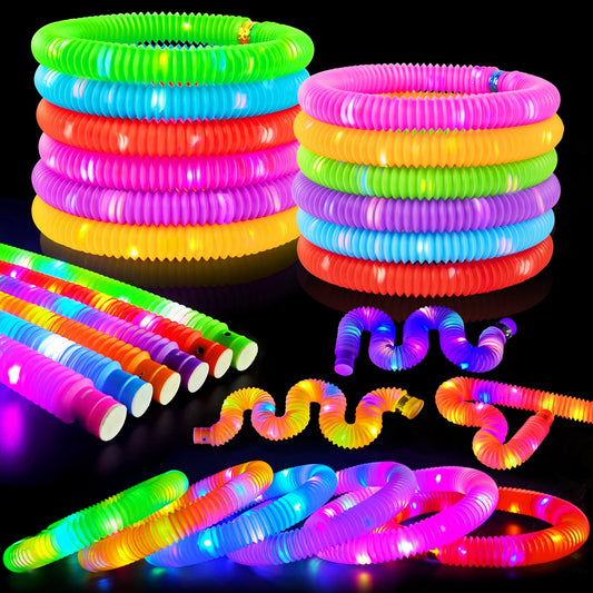 Glow Sticks 4th of July Party Favors for Kids 12 PCS,Glow in Dark Party Supplies for Toddlers,Light Up Neon Necklace Bracelet Accessories Decorations for Boys Girls,Fun for Birthday Dance Camp Care